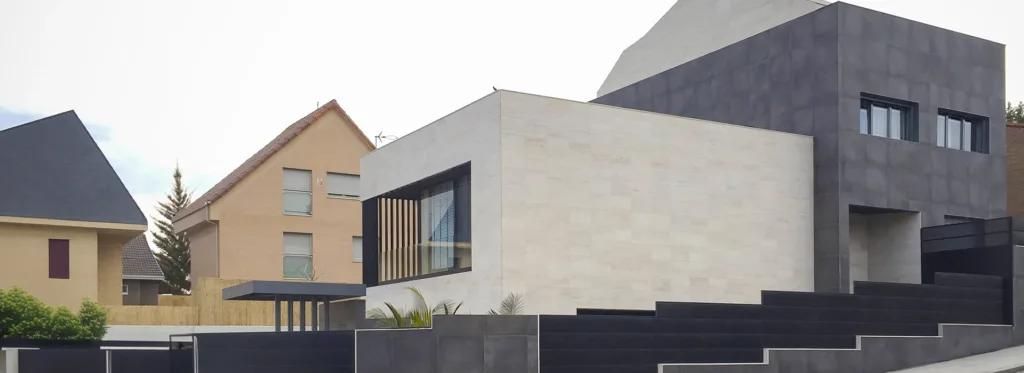 a building with a fence